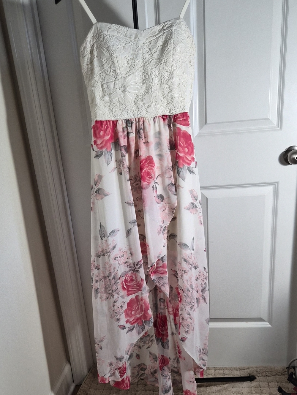 Lily Rose Babydoll Cottage Fairy-like Y2K White/pink Maxi Dress
